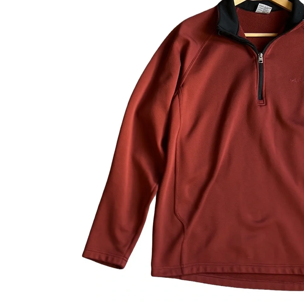 Columbia 1/4 Zip Men's Fleece Lined Pullover Rust/Orange Size Large